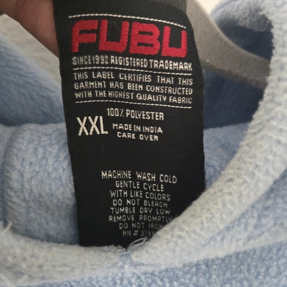 Vintage Y2K FUBU Platinum Mens size XXL Spell Out Logo Blue Fleece Hoodie - Picture 3 of 6